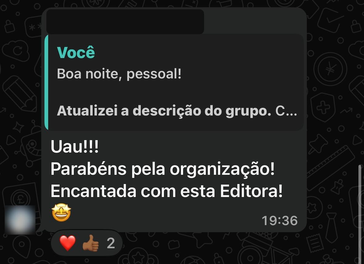 Autora encantada com a organização da editora